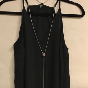 Racerback Cami with Silver Adjustable Necklace